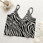Zebra Print Knit Camisole Top Zebra Print - Black & White - One Size