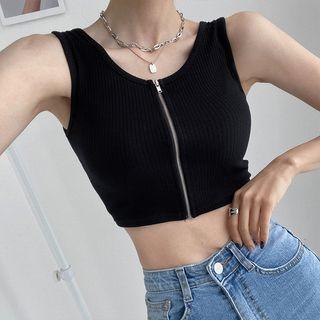 Zip-front Cropped Tank Top