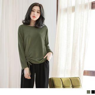Drop Shoulder Draped Hem Top