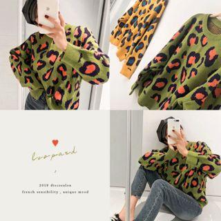 Color-block Leopard Sweater