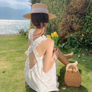 Sleeveless Cross Strap Mini A-line Dress