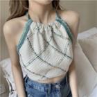 Halter-neck Argyle Cropped Camisole Top
