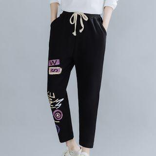 Print Straight-fit Pants Black - One Size