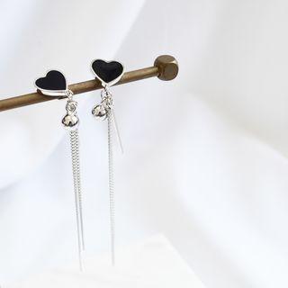 Heart Fringed Sterling Silver Earring