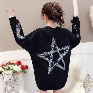 Star Print Lace-up Pullover