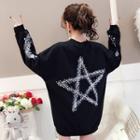 Star Print Lace-up Pullover