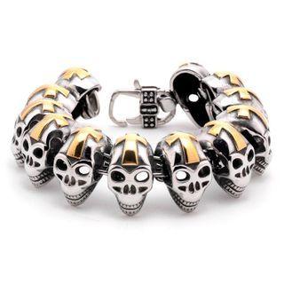 Skull Stainless Steel Bracelet Gold & Silver - One Size