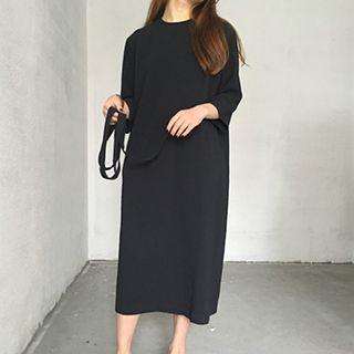 Plain Elbow-sleeve T-shirt Dress