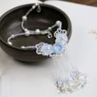 Retro Faux Pearl Flower Headpiece Light Blue - One Size