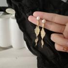 Faux Pearl Twisted Alloy Dangle Earring