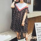 Cold Shoulder Star Print Chiffon Dress