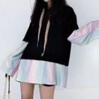 Two-tone Drawstring Hoodie / Denim Shorts