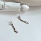 925 Sterling Rhinestone Chain Earring E349 - Silver - One Size