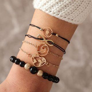 Set Of 5: Bracelet (various Designs) Gold - One Size