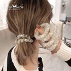 Set Of 3: Faux Pearl / Bead Coil Hair Tie
