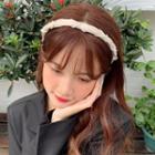 Faux Pearl Fabric Headband White - One Size