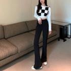Two-tone Cropped Top / Boot-cut Pants
