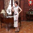 Cap-sleeve Slit-side Printed Cheongsam