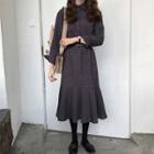 Long-sleeve Midi A-line Shirt Dress