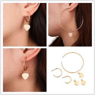 Set Of 3: Heart Hoop Earring 6816 - One Size