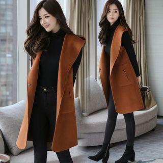 Hooded Buttoned Long Vest