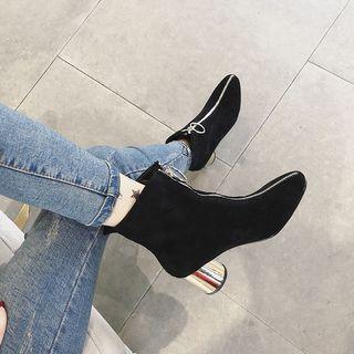 Chunky-heel Zip-front Ankle Boots