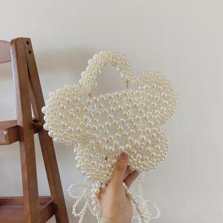 Faux Pearl Beaded Mini Crossbody Bag Off-white - One Size
