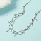 Crystal Layered Alloy Necklace Silver - One Size