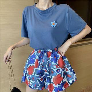 Flower Short-sleeve T-shirt / Flower Printed Skirt