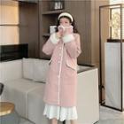 Button Long Coat Pink - One Size