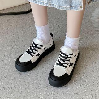 Cow Print Fleece-lined Platform Sneakers