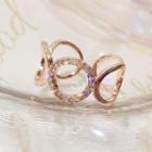 Rhinestone Hoop Open Ring Rose Gold - One Size