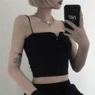 Spaghetti Strap Frog Button Cropped Top