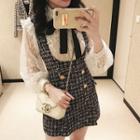 Set: Lace Blouse + Sleeveless Houndstooth Dress