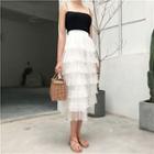 Plain Camisole Top / High-waist Mesh Skirt