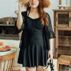 Set: Plain Swim Dress + Lace Jacket