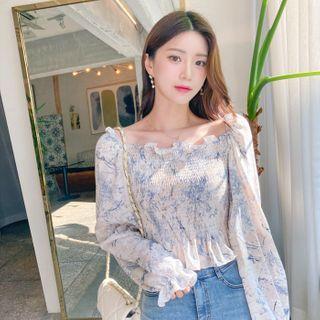 Two-way Smocked Patterned Blouse