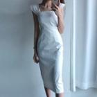 Sleeveless Square Neck Sheath Dress