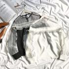 See-through Mesh Panel Ruffle Long-sleeve Blouse