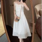 Set: Frill Trim Cropped Camisole Top + Plain A-line Skirt