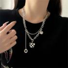 Pendant Layered Necklace Xl1526 - Silver - One Size