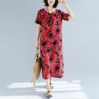 Short-sleeve Midi Floral Dress