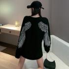 Rhinestone-wings Loose-fit Sweatshirt