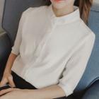 Contrast Trim 3/4-sleeve Shirt