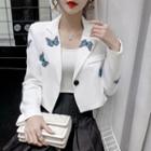Butterfly Print Cropped Blazer