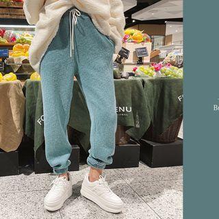 Drawcord Ribbed Jogger Pants Sky Blue - One Size