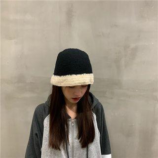 Two Tone Knit Cloche Hat
