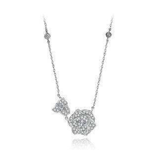 Fashion And Elegant Rose Necklace With Cubic Zirconia Silver - One Size