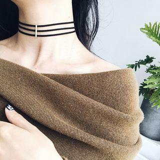 925 Sterling Silver Layered Choker L186 - Gold - One Size