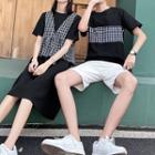 Couple Matching Short-sleeve T-shirt / Midi A-line Dress / Shorts / Vest / Set